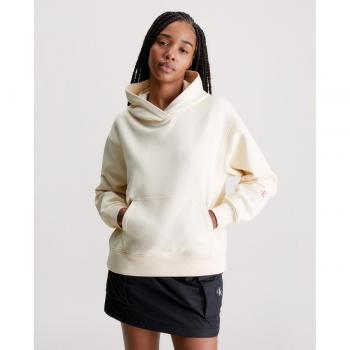 Calvin Klein Jeans Women's Oversized Hoodie with Back Logo in Beige, Size L