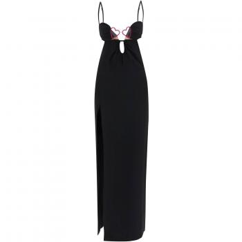 Nensi Dojaka Women's Long Dress with Heart Detail - Black, Size Medium (DR132)
