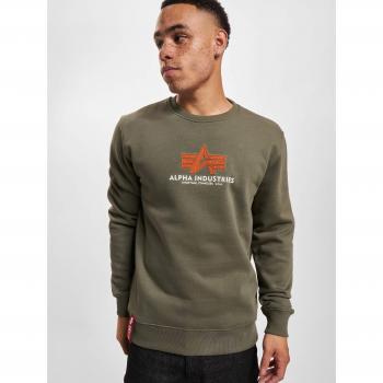 Alpha Industries Basic Dark Olive Rubber Sweatshirt with Orange Logo