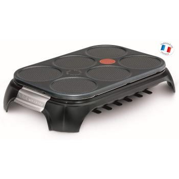 Tefal Crep Party Inox & Design PY558813 - Crepera de Acero Inoxidable y Revestimiento Antiadherente con Capacidad para 6 Tortitas, Crepes o Pancakes