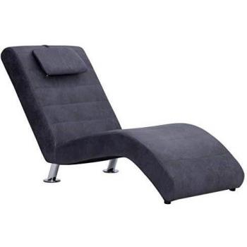 SengentoStyle Chaise longue met kussen kunstsuède grijs