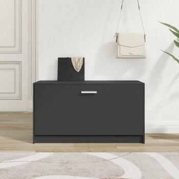 Zapatero negro de madera multicapa 80x24x45 cm
