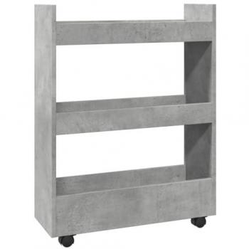 Carro de almacenaje estrecho 3 niveles madera gris hormigón Vidaxl 634902