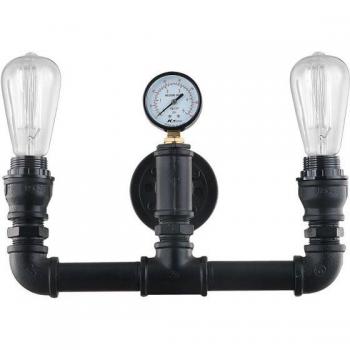 Aplique de pared industrial y retro Pareto Negro 2 luces E14 Italux