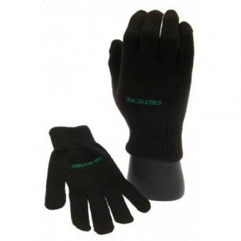 Guantes de punto Celtic FC para niños, talla única, negro/verde