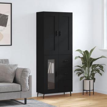 Alacena aparador alto madera multicapa contrachapada negro 69,5x34x180 cm