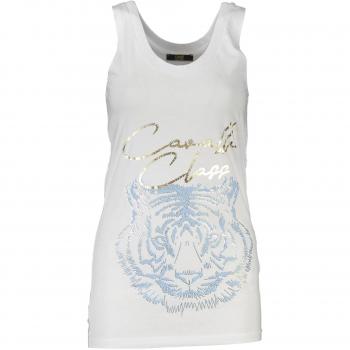 Cavalli Class White Tiger Print Cotton Tank Top - XS