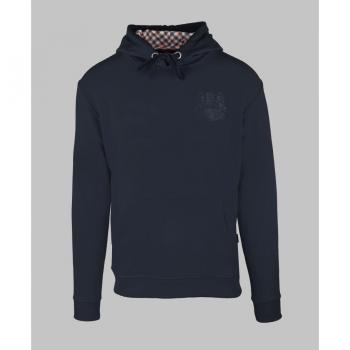 Aquascutum Men's Monotone Aldis Emblem Logo Navy Blue Hoodie - Cotton - Size Small