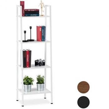 Estantería industrial de pie moderna con 4 estantes, 136 x 44 x 31,5 cm, blanca - Relaxdays