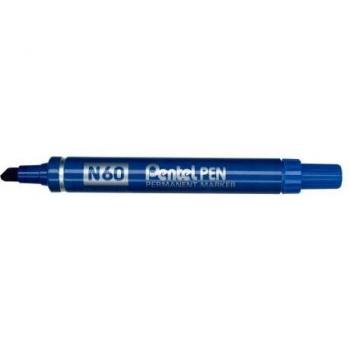 Rotulador Permanente Pentel N60 Punta Biselada 1,5-5,5mm Azul - Paquete de 12 unidades