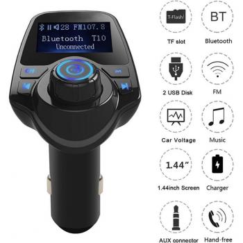 Reproductor MP3 Bluetooth LCD Universal T11 5V 2.1A Cargador Doble USB Manos Libres para iPhone Xiaomi Samsung 11 Pro Max