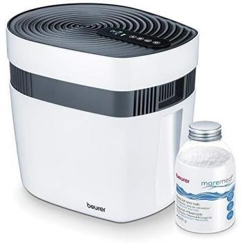Beurer MareMed MK 500 Humidificador y Purificador de Aire con Clima Marino, Mineralización con Sal Marina, Filtración de Bacterias y Virus, Color Blanco/Negro