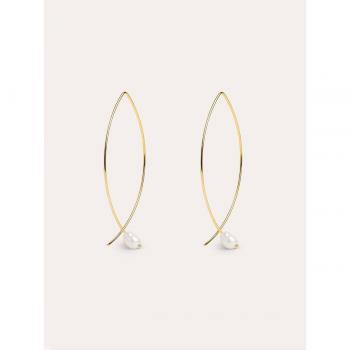 Pendientes de Plata con Baño en Oro y Perlas Naturales Arch Bean Pearl - Joyas Elegantes Para Mujer