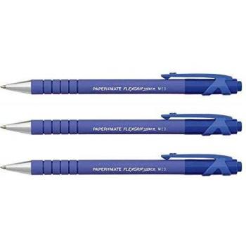 Conjunto de 3 Bolígrafos Paper Mate FlexGrip Ultra, Punta Media, Tinta Azul