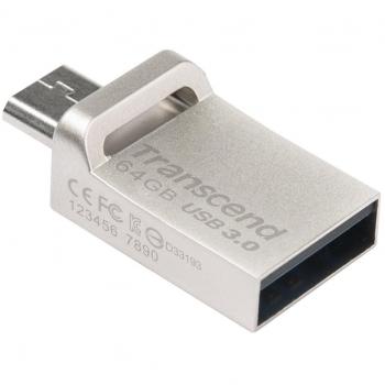Transcend JetFlash 880S - Memoria USB 3.0 de 64 GB, color plateado