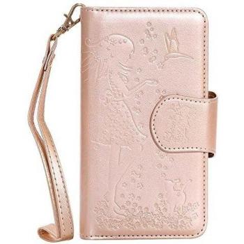 Samsung Galaxy S6 EDGE/S6/S5/S7/S7 Edge, esstore-eu lujo belleza de troquelado y gato 9 ranuras para tarjetas de crédito efectivo soporte suave carcasa de TPU correa para la muñeca cierre magnético con tapa folio Wallet Case dorado dorado Samsung ga