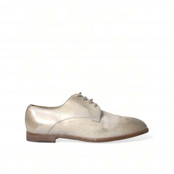 Dolce & Gabbana White Distressed Leather Derby Dress Shoes - EU43.5/US10.5, Laced Shoes, male, Multicolor, Size: 10 1/2 US