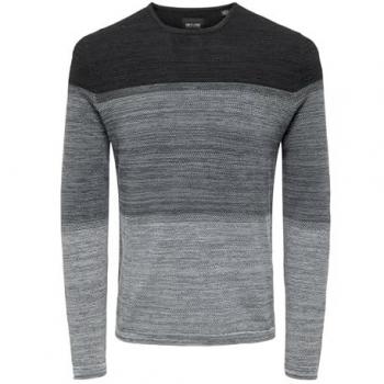 Jersey de punto granulado para hombre ONLY & SONS Panter en gris medio