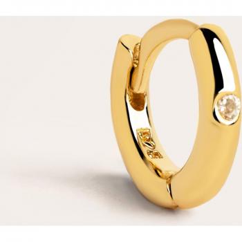 Pendiente Suelto Singularu Aro Klein Spark S - Pendiente en Plata de Ley 925 con Acabado en Baño de Oro de 18 kt - Cierre congo - Pendiente Suelto - Joyas para Mujer