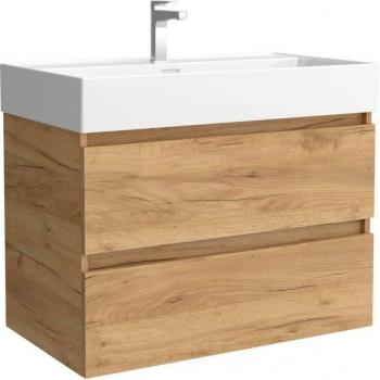 Mueble de baño Bequia con Lavabo Roma 100cm, color Roble, dimensiones 100x45x66 cm