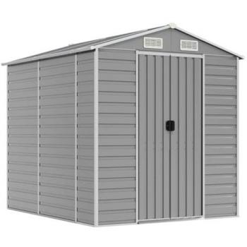 vidaXL Garden Shed Light Grey 191x215x198 cm Galvanised Steel