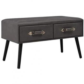 vidaXL Banco con Cajones de Cuero Sintético Mobiliario y Decoración Atractiva Elegante Almacenaje Diseño Robusto Duradero Resistente al Uso Gris 80cm