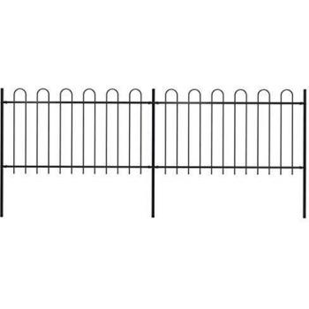 vidaXL Garden Fence with Hoop Top Steel 3.4x1 m Black