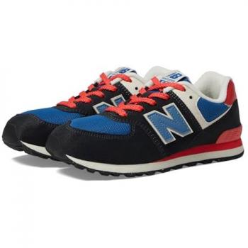 New Balance Kids' 574 Sneakers - Pure Black/Red/Blue - Size 40