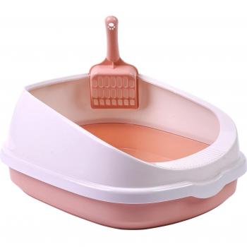 Arenero Gato Grande Bandeja Higiénica Caja de Arena para Gatos Gris 55.5*45*25CM