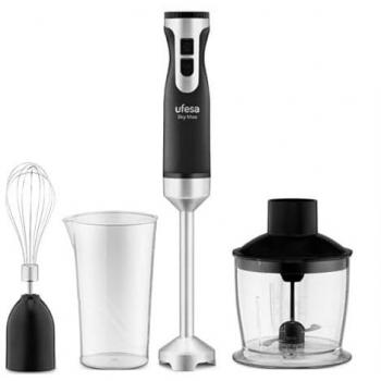 Batidora de Mano Ufesa Sky Max 1200W - Control de velocidad variable, función turbo, 4 cuchillas, diseño antisalpicaduras, vaso medidor y accesorio picador de 600ml