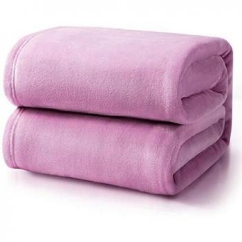 Bedsure Manta para Sofás de Franela 220x240cm - Manta para Cama 135/150 Reversible de 100% Microfibre Extra Suave - Manta Lila Transpirable