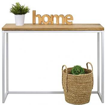 Consola Recibidor iCub Big Wood 100x30x80cm Blanco Madera Maciza Pino Acabado Vintage Estilo Industrial