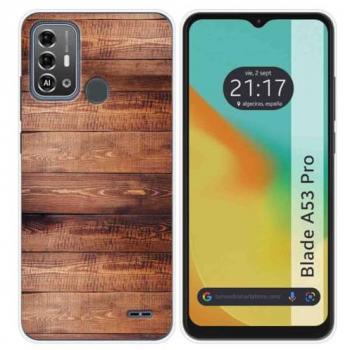 Funda de Silicona para Zte Blade A53 Pro con Diseño de Madera 02 y Dibujos