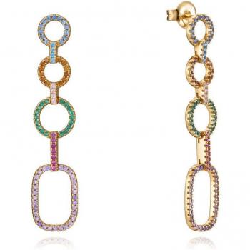 Pendientes Viceroy Elegant de Plata de Ley con Baño en Oro y Circonitas de Colores