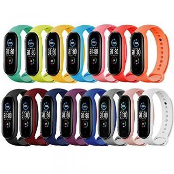 Acalder Compatible con Mi Smart Band 5,15 Piezas Correa para Xiaomi Mi Band 5 Pulsera Banda - Silicona Reloj de Recambio Brazalete Coloridos Correas para Xiaomi Mi Band 5 Mi Smart Band 5