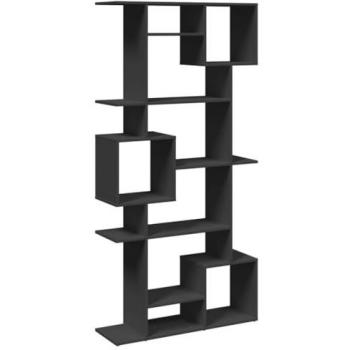 Estantería de madera de ingeniería negra 92x29x188 cm