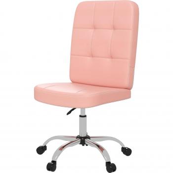 Vinsetto Silla de Escritorio Giratoria sin Brazos de Piel Sintética Altura Ajustable Estilo Moderno Carga 120 kg 45x59x90-100 cm Rosa