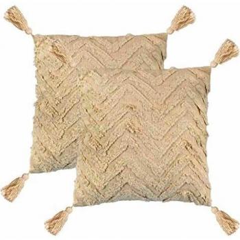 vidaXL 2X Cojines con Diseño de Zigzag Color Natural 60x60cm Decoración Hogar