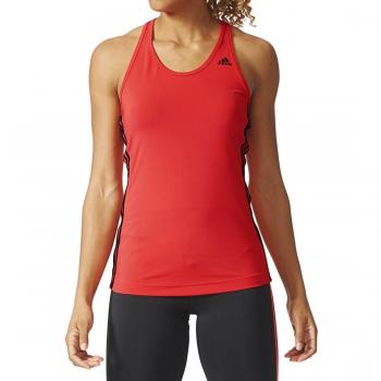 adidas Basic 3S Tank - Camiseta para mujer, color rojo / negro, talla L