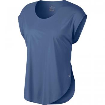 Nike W Nk City Sleek Top SS, Mujer, Indigo Storm/Reflective silv, 2XL