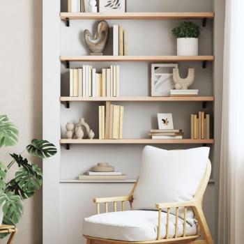 Estantería de pared de madera maciza de haya 80x20x2,5 cm
