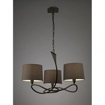 Lámpara Colgante Mantra Lua Gris Ceniza 3 Luces con 3 Pantallas