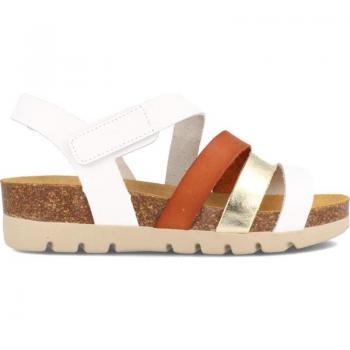 Sandalia Bio para Mujer con Cuña Baja en Piel Galia Multiblanco de Marila Shoes