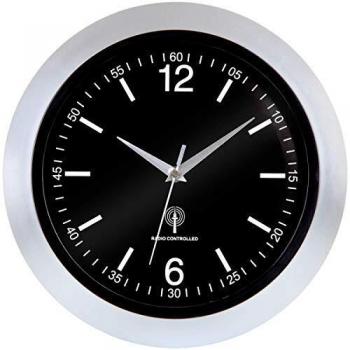Reloj de pared silencioso Monzana® radio controlado con cambio automático de hora Ø 31cm en color plata