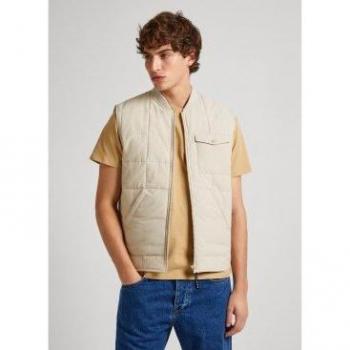 Chaleco Pepe Jeans Vincenzo beige para hombre, estilo gillet, talla S