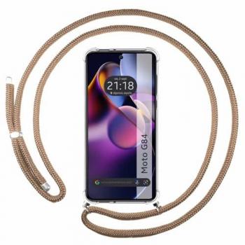 Funda Colgante Transparente para Motorola Moto G84 5G con Cordón Camel