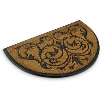 Felpudo Semicircular de Coco Natural 100 x 60 cm con Base Antideslizante para Interior y Exterior, Marrón