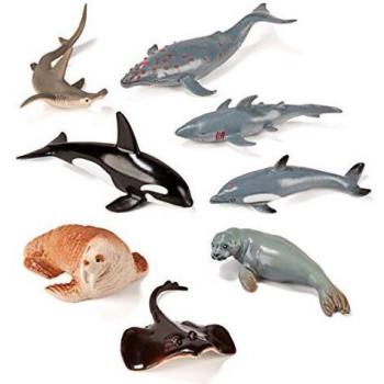 Miniland- Bote con Animales Marinos, 8 Piezas