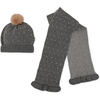 Conjunto de bebé niña de gorro y bufanda de tricot con microestampado