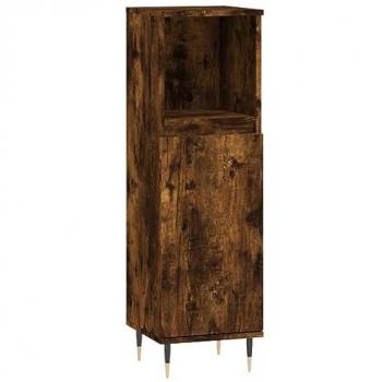 Armario de baño madera contrachapada roble ahumado 30x30x100 cm